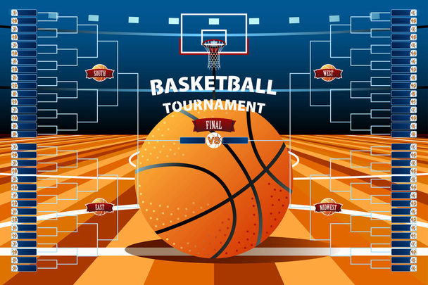 Basketball Tournament Bracket Template - Vector, Image