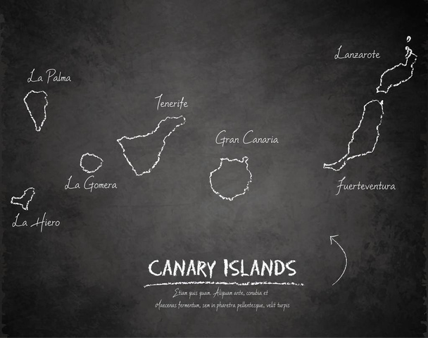 Islas Canarias mapa pizarra pizarra vector
 - Vector, Imagen