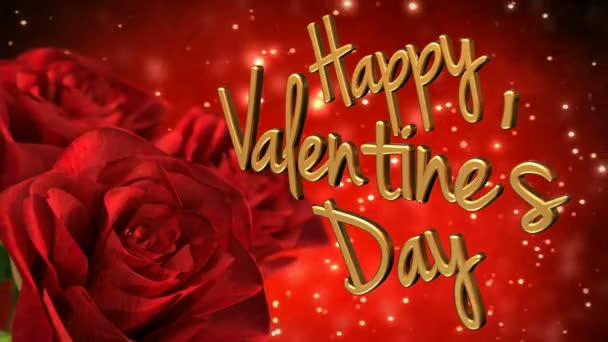 Szczęśliwy tematem Walentynki z czerwonych róż. 3D render pętli - Materiał filmowy, wideo
