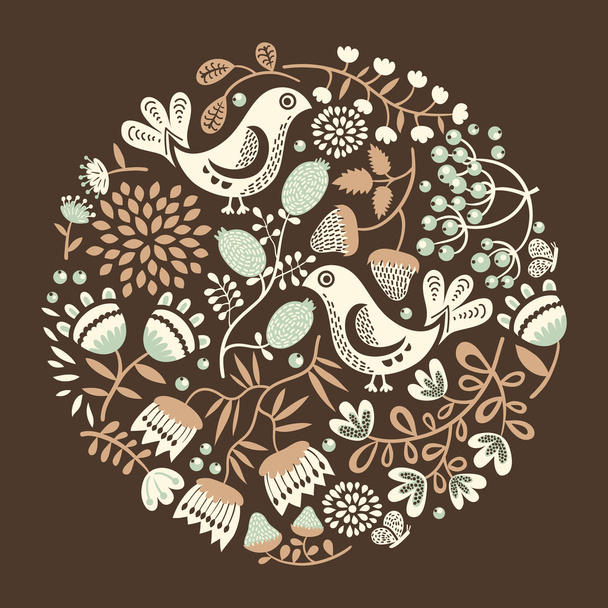 Ornamental round floral pattern - Vector, afbeelding