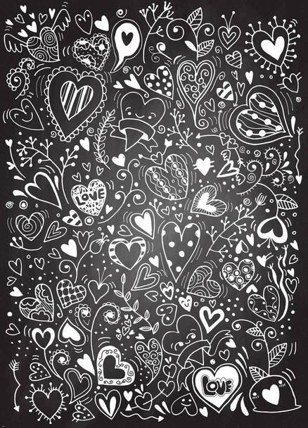 σχηματικό doodles αγάπη και καρδιές, εικονογράφηση φορέας - Διάνυσμα, εικόνα
