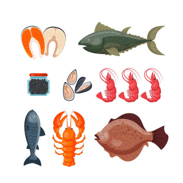 Sea food vector illustration. - ベクター画像