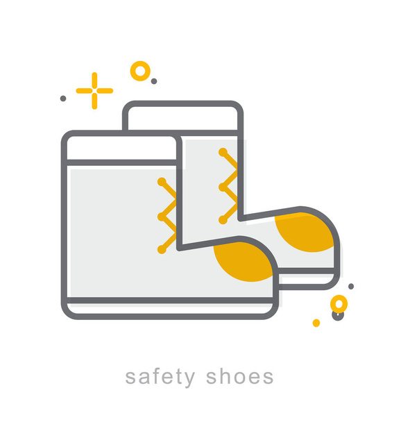 Iconos de línea delgada, Zapatos de seguridad
 - Vector, imagen