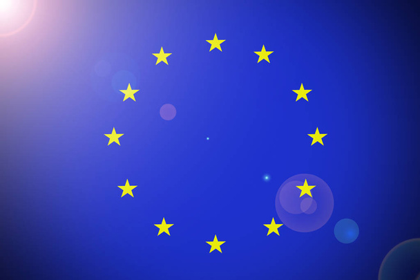 Flaga Unii Europejskiej, 3d Unii Europejskiej, Flaga narodowa 3d symbol ilustracja - Zdjęcie, obraz