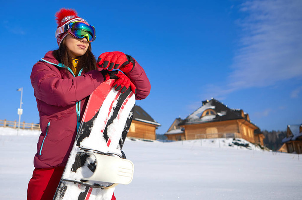  snowboarder woman portrait  - Φωτογραφία, εικόνα