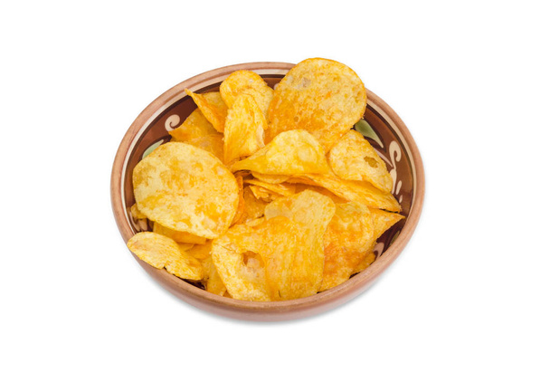 Burgonya chips ízű paprika a kerámia tál - Fotó, kép