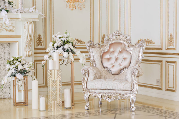 Luxusní vinobraní interiéru s krbem v aristokratickém stylu - Fotografie, Obrázek