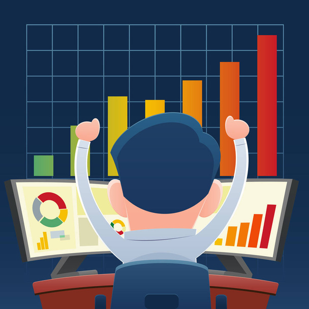 Successful business people from playing the stock - Vector, Image