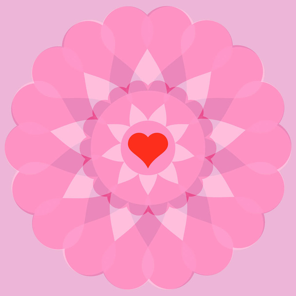 Heart with an ornament on a pink background - Vetor, Imagem