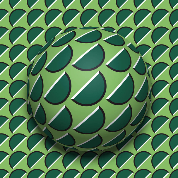 gemusterter Ball, der auf derselben Oberfläche rollt. abstrakte Vektor optische Illustration. Bewegungshintergrund und Fliese aus nahtloser Tapete. - Vektor, Bild