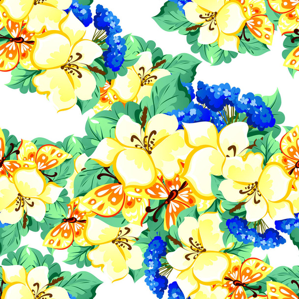 pattern with floral elements - Vektori, kuva