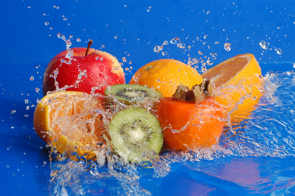 Water drops around fruits - Фото, изображение