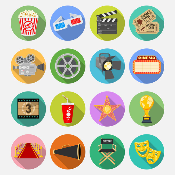 Set icone piatte del cinema
 - Vettoriali, immagini