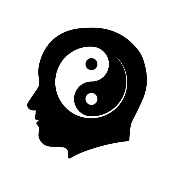 Икона головы с символом медитации Инь Янь
 - Вектор,изображение