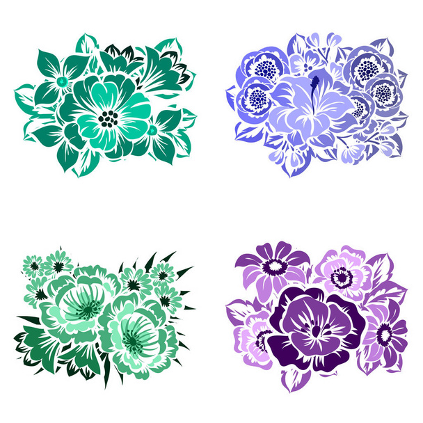Set of different flowers - Vektör, Görsel