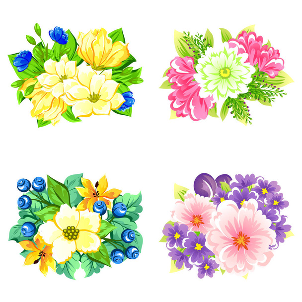 Set of different flowers - Wektor, obraz