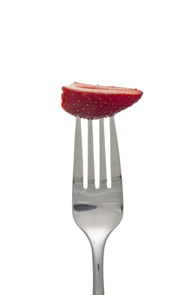 fork and strawberry - Foto, afbeelding