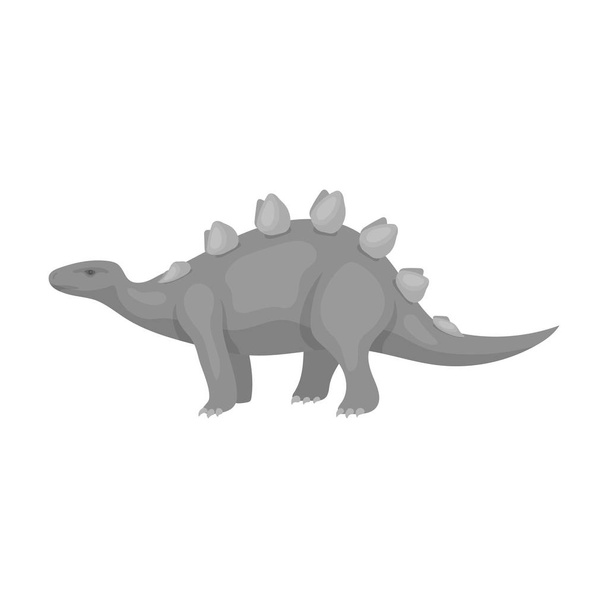 Dinosaur Stegosaurus icon in monochrome style isolated on white background. Dinosaurs and prehistoric symbol stock vector illustration. - Vector, imagen