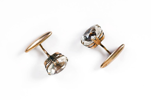 Ancient gold men's cuff links with rock crystal - Photo, Image