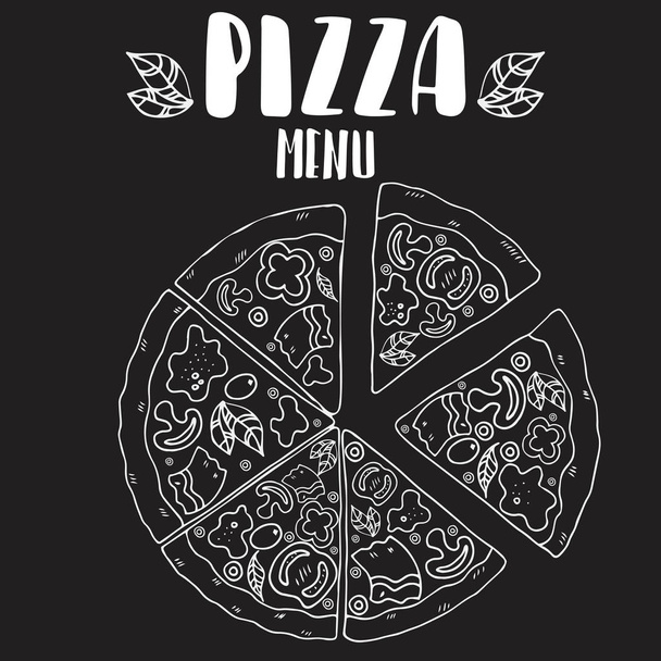 Pizza design over black background - Vector, Image