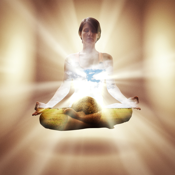 Yoga concept met meerdere belichtingen - Foto, afbeelding