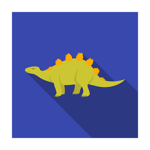 Dinosaur Stegosaurus icon in flat style isolated on white background. Dinosaurs and prehistoric symbol stock vector illustration. - Vektör, Görsel