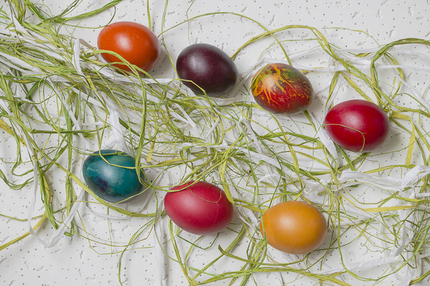 Colorful Easter eggs on white background - Photo, Image