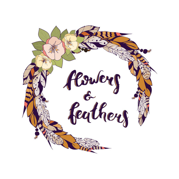 flowers and feathers - Vector, Image