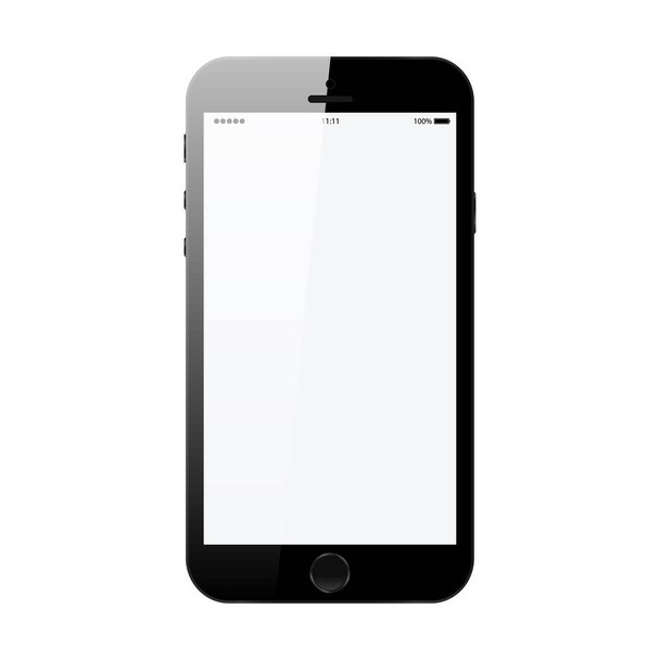 Smartphone no estilo iphone cor preta com tela de toque em branco isolado na ilustração do vetor de fundo branco
 - Vetor, Imagem