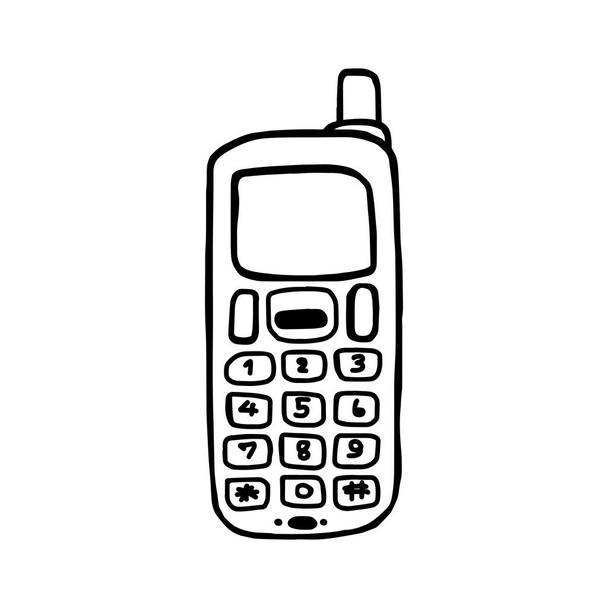 vector illustration hand drawn sketch of mobile phone isolated on white background - Вектор, зображення