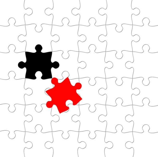Puzzle con pezzo spostato in rosso
 - Foto, immagini
