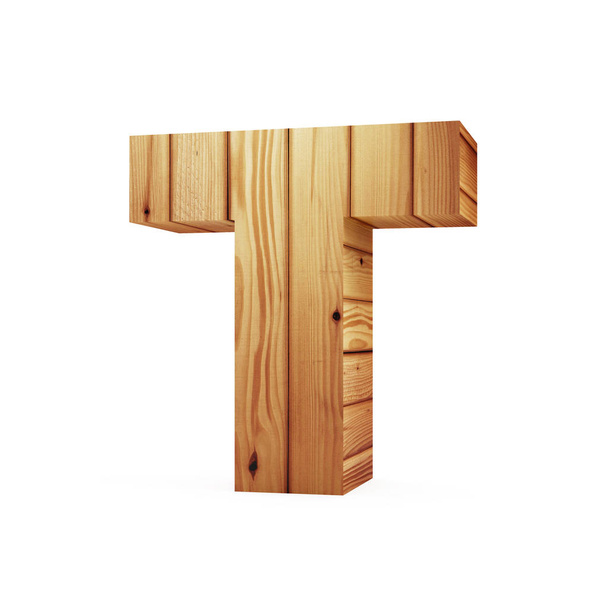 Wooden letter T of the alphabet - Фото, зображення