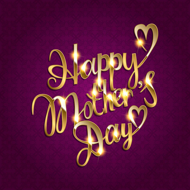 happy mother s day in gold lettering - Vector, Imagen