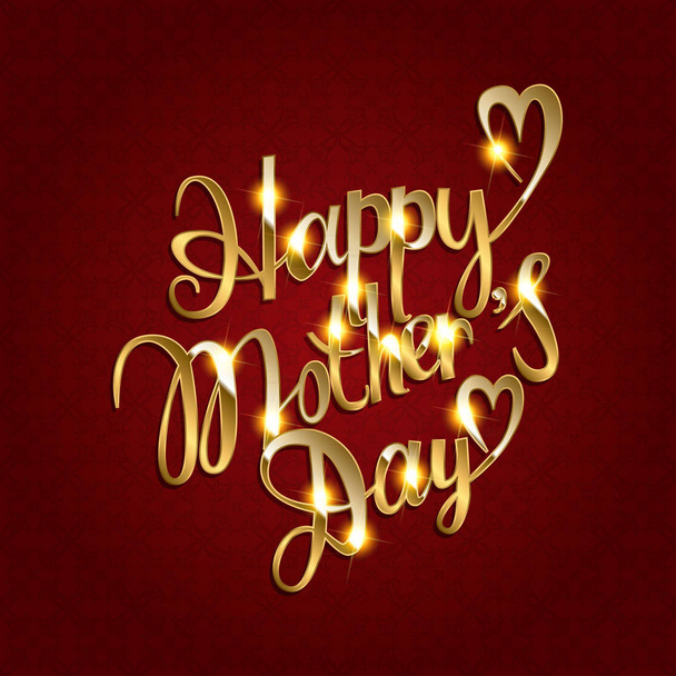 happy mother s day in gold lettering - Vecteur, image