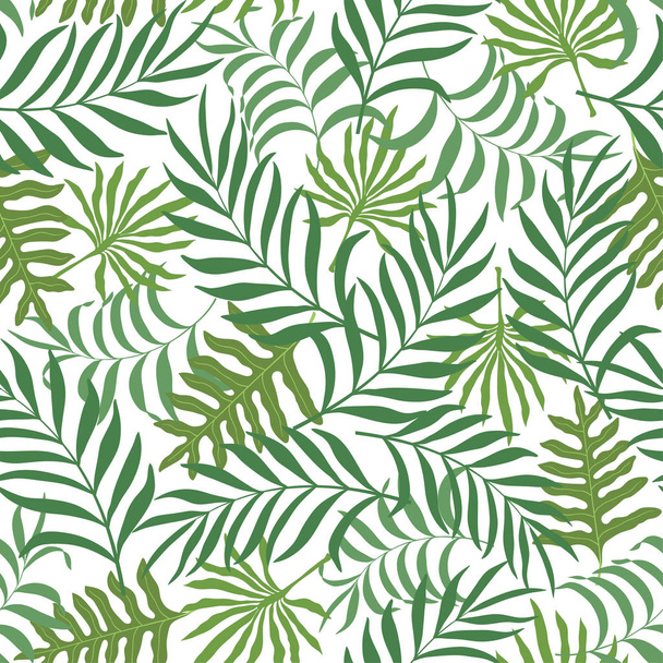 Tropical background with palm leaves. Seamless floral pattern - ベクター画像