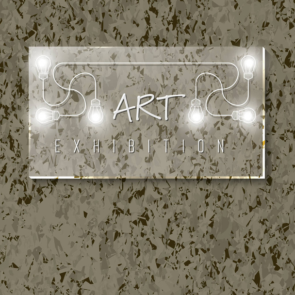Achtergrond van marmer met glazen paneel en de woorden kunst exhibiti - Vector, afbeelding