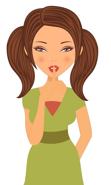 Young beautiful woman asking for silence - Vector, Image
