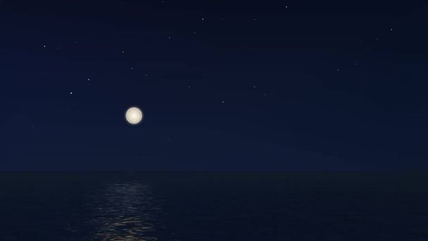 ベクトルの夜の風景と満月海 - ベクター画像