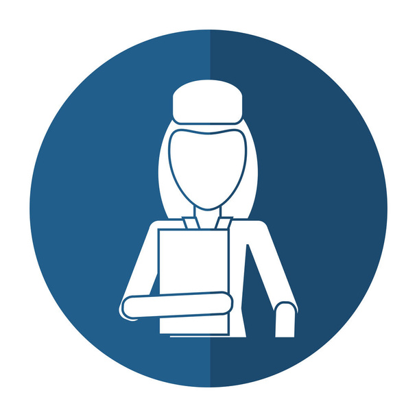 vrouw hoed werknemer bedrijf van map schaduw - Vector, afbeelding