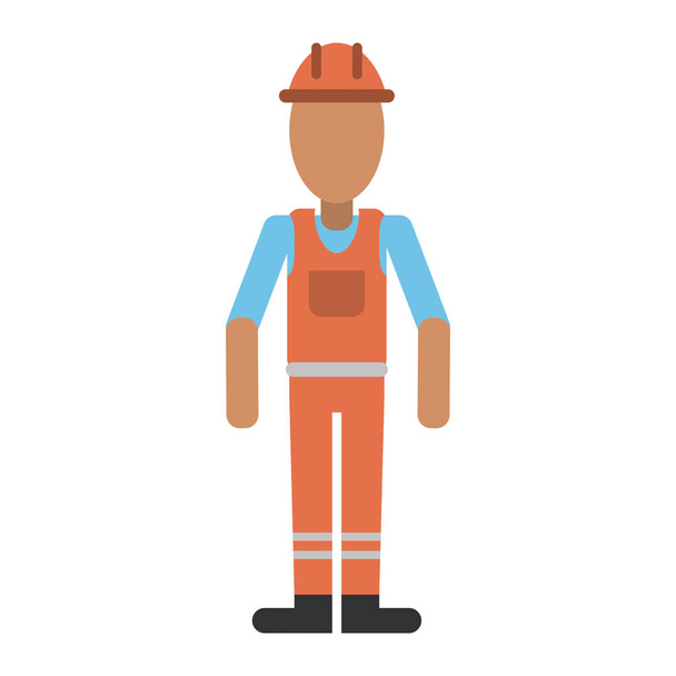 man with helmet uniform work professional contractor - Vector, Image