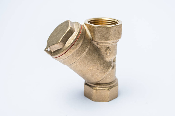 Brass fitting for connecting metal-plastic pipes isolated on whi - Foto, immagini