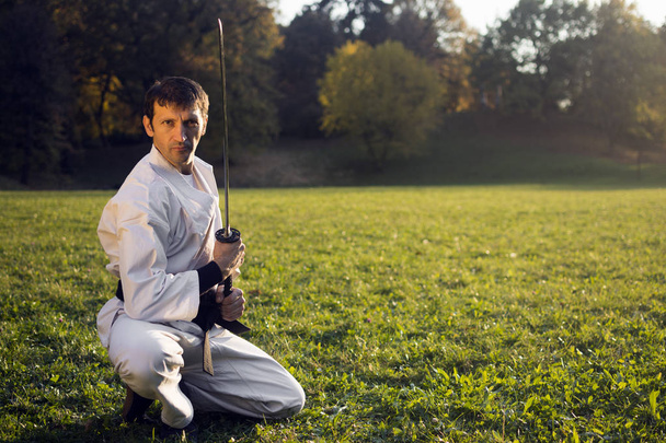 white ninja with sword - Photo, Image