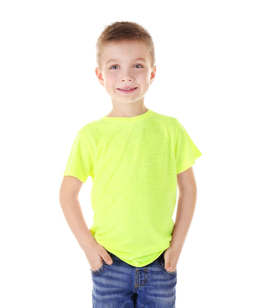 Cute boy in shirt on white - Photo, image