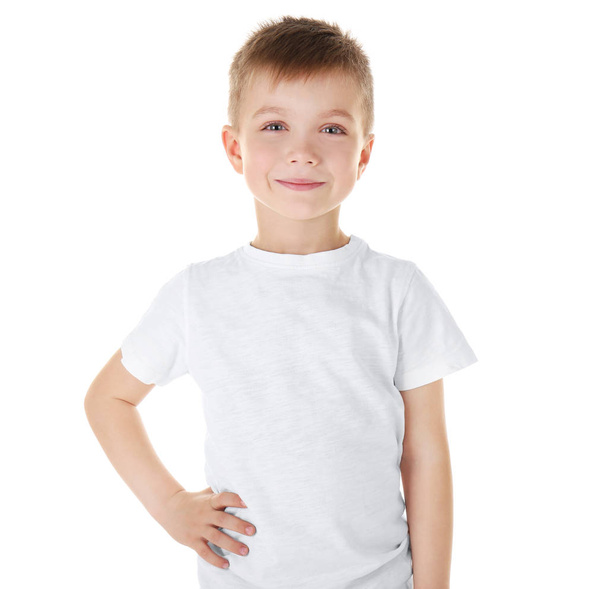 Cute boy in shirt on white - Valokuva, kuva