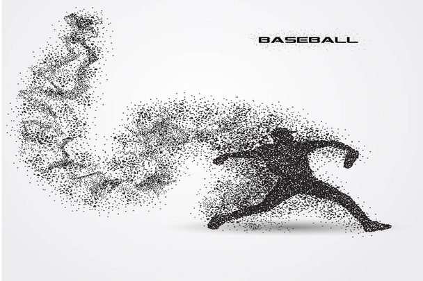honkbalspeler van een silhouet van deeltje - Vector, afbeelding
