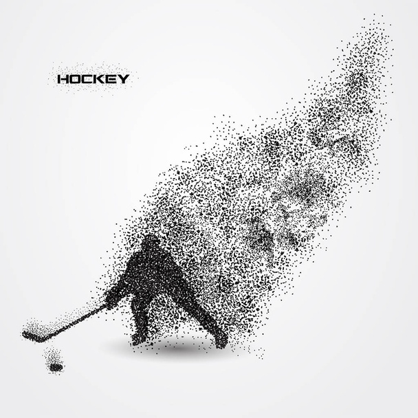hockeyspeler van een silhouet van deeltje - Vector, afbeelding