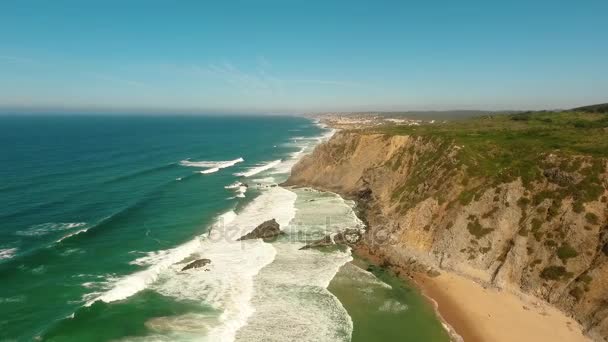 Cliffs and beaches of the western coast of Portugal aerial - Footage, Video