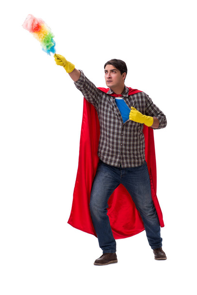 Super herói limpador isolado em branco - Foto, Imagem