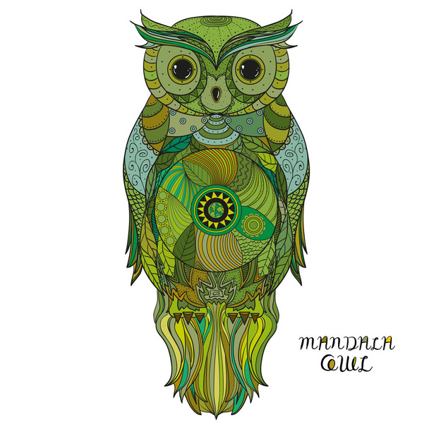 Owl. Design Zentangle. - Vector, Image