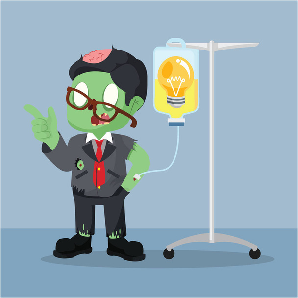 zombie businessman getting infused by bulb - Vettoriali, immagini
